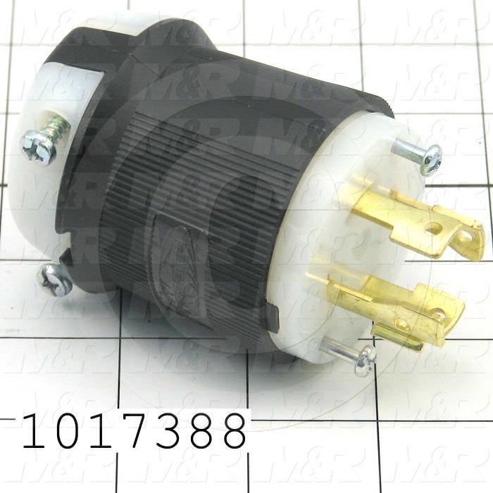 Connector for Power, Insulgrip Plug, 3 Poles, 4 Wires, 600V, 3 Phase, 30A, NEMA L17-30P