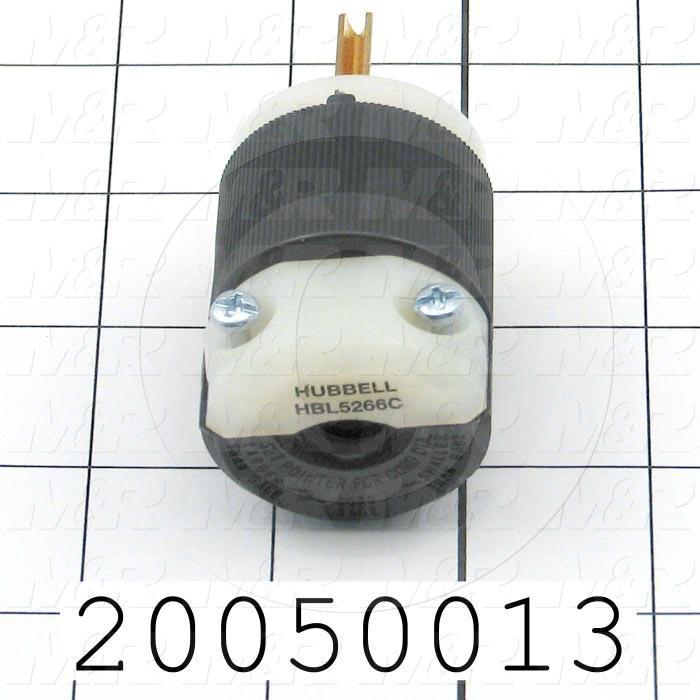 Connector for Power, Male Plug, 2 Poles, 3 Wires, 125V, 15A, 60Hz
