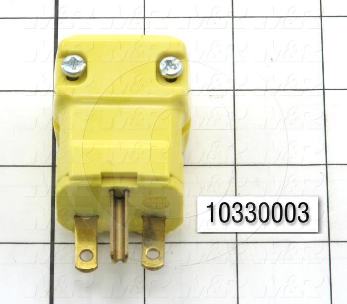Connector for Power, Male Plug, 2 Poles, 3 Wires, 250V, 15A, NEMA 6-15P