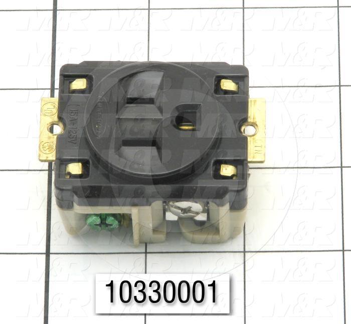 Connector for Power, Receptacle, 2 Poles, 3 Wires, 125V, 15A, NEMA 5-15R