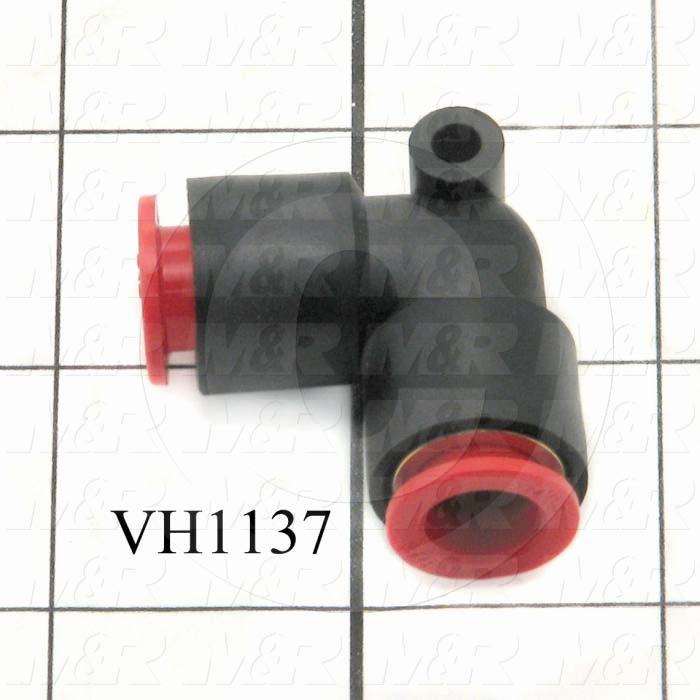 Connectors & Multi-connectors, Elbow Plug-In Type, 3/8" Port In, 1 Quantity In, 3/8 Port Out, 1 Quantity Out