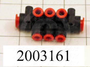 Connectors & Multi-connectors, Square Multi Connector Manifold Type, 3/8" Port In, 1 Quantity In, 1/4 Port Out, 6 Quantity Out