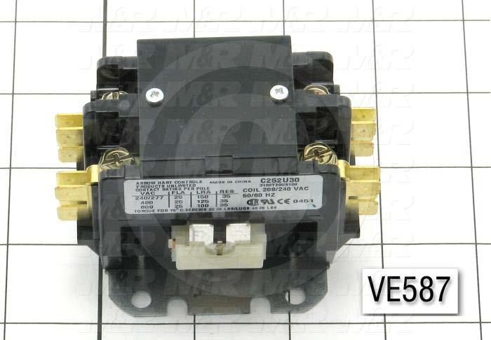 Contactor, 2 Poles, 240VAC Coil, 25A