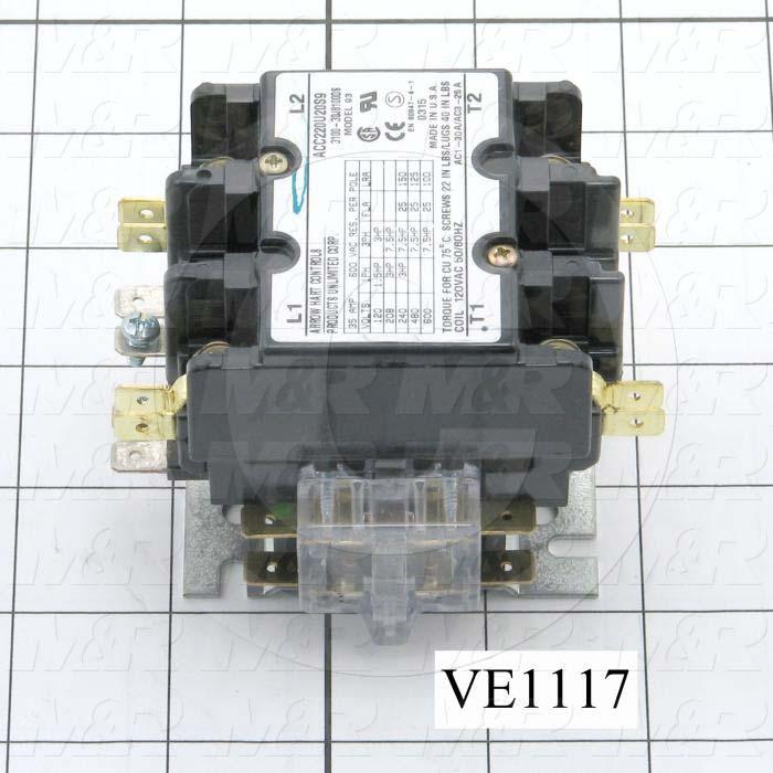 Contactor, 2 Poles, 25A, 120VAC