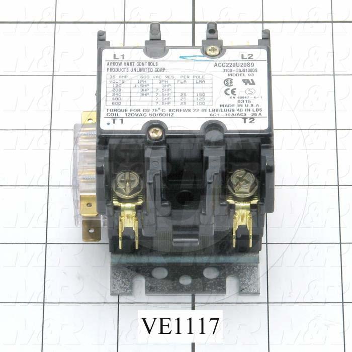 Contactor, 2 Poles, 25A, 120VAC