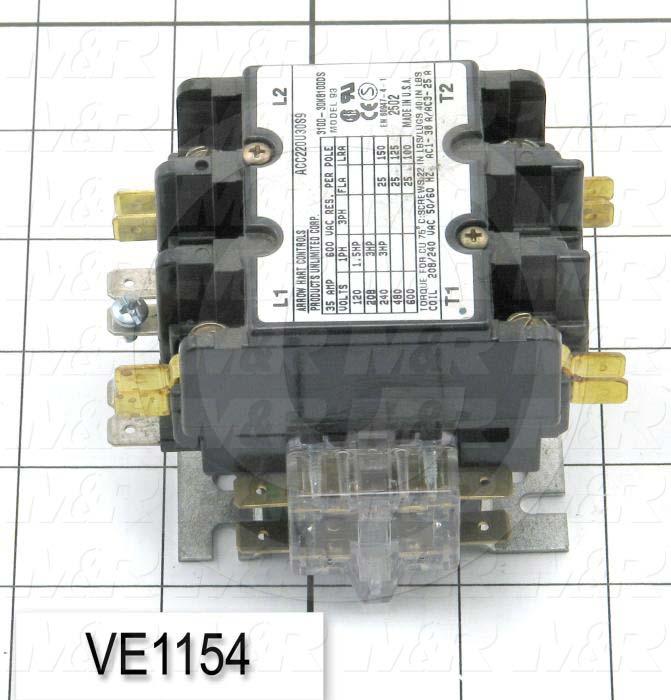 Contactor, 2 Poles, 25A, 240VAC