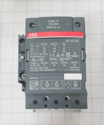 Contactor, 3 Poles, 100-250VAC/DC Coil, 200A, 690V, 1 NO Contacts, 1 NC Contacts