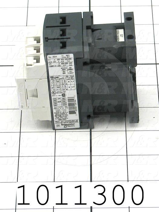 Contactor, 3 Poles, 120VAC Coil, 25A, 3 HP @ 3PH 200VAC, 575VAC, 7.5 HP @ 3PH 460VAC, 1 NO Contacts, 1 NC Contacts, Screw Terminal Connection