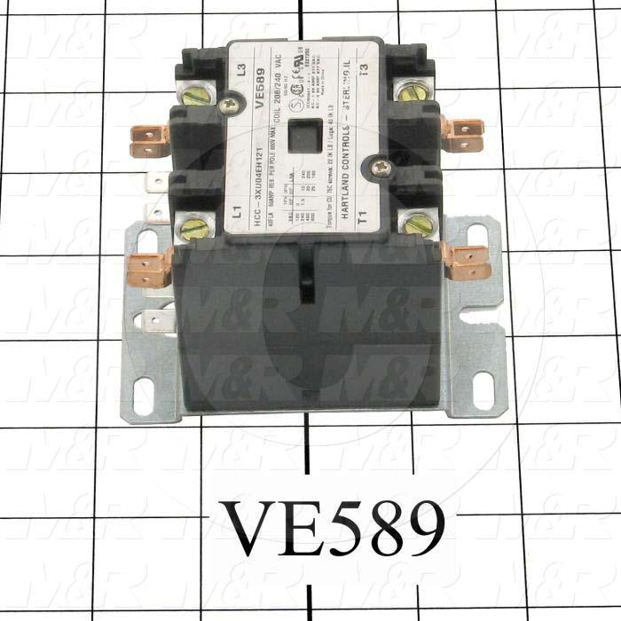 Contactor, 3 Poles, 208/240VAC Coil, 40A, 3 NO Contacts