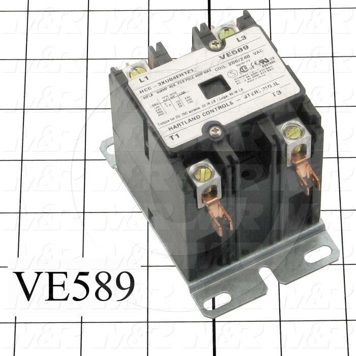 Contactor, 3 Poles, 208/240VAC Coil, 40A, 3 NO Contacts