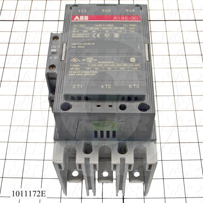 Contactor, 3 Poles, 240VAC Coil, 200A, 600VAC, 1NO, 1NC Aux Contact