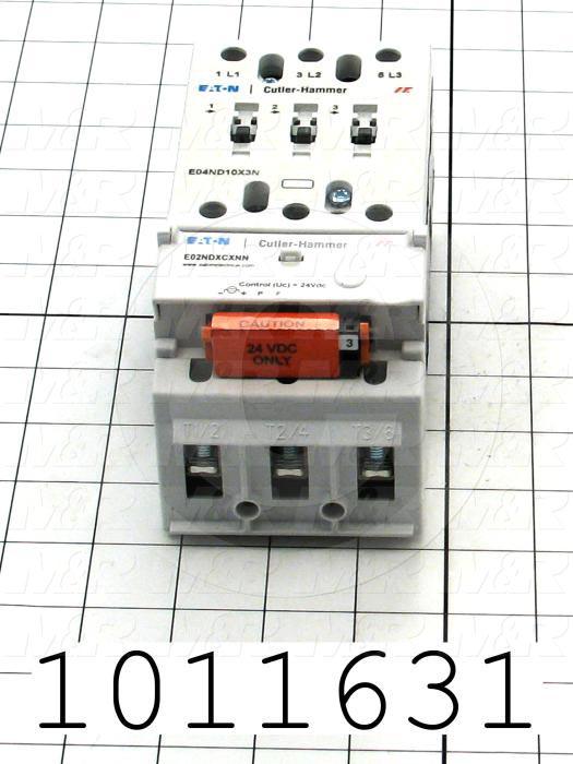 Contactor, 3 Poles, 24VDC Coil, 100A, 20 HP @ 3PH 200VAC, 575VAC, 50HP HP @ 3PH 460VAC, Screw Terminal Connection