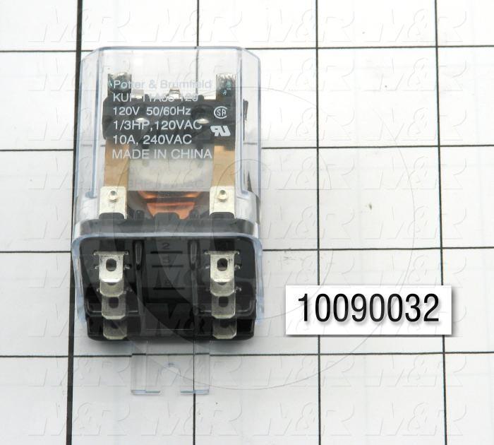 Control Relay, 2 Poles, 120VAC Coil Voltage, DPDT, 10A, 240VAC