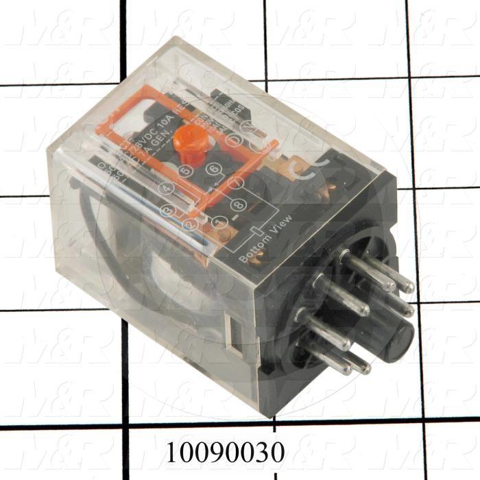 Control Relay, 2 Poles, 120VAC Coil Voltage, DPDT, 10A, Plug-in