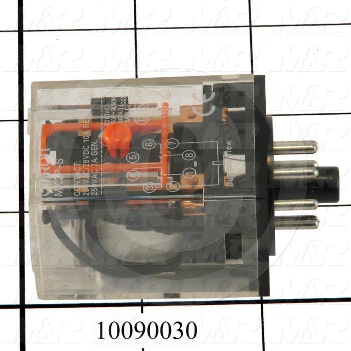 Control Relay, 2 Poles, 120VAC Coil Voltage, DPDT, 10A, Plug-in