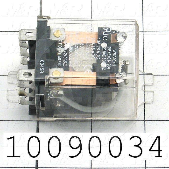 Control Relay, 2 Poles, 120VAC Coil Voltage, DPDT, 25A