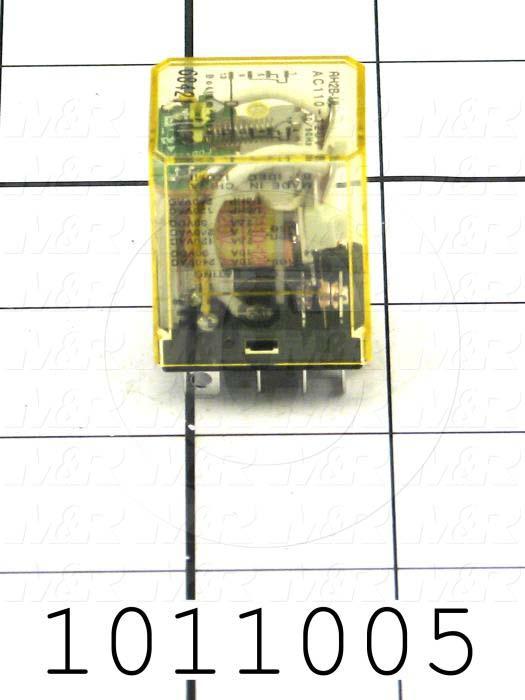 Control Relay, 2 Poles, 120VAC Coil Voltage, DPDT, with Indicator Light, 10A