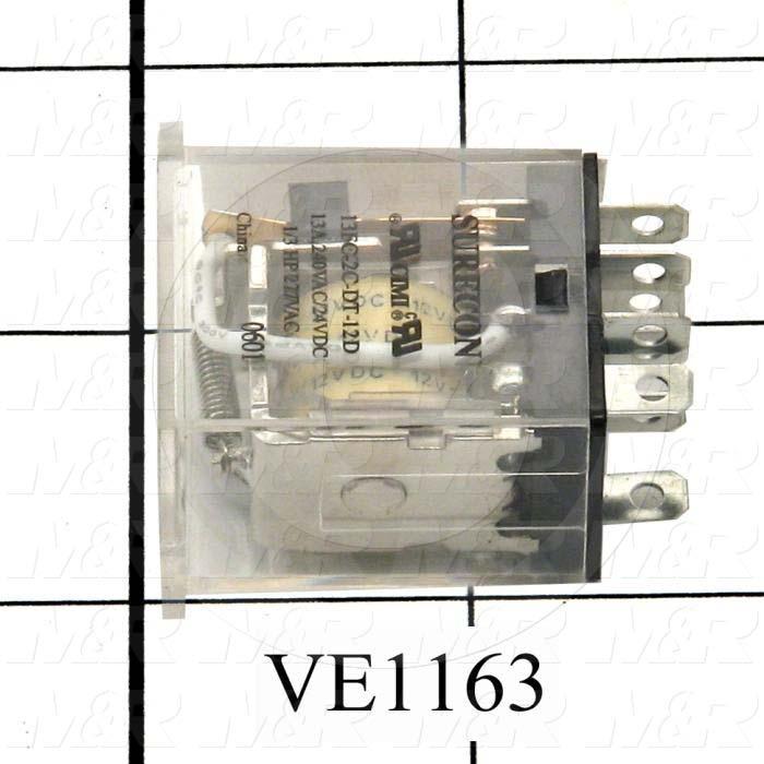 Control Relay, 2 Poles, 12VDC Coil Voltage, DPDT