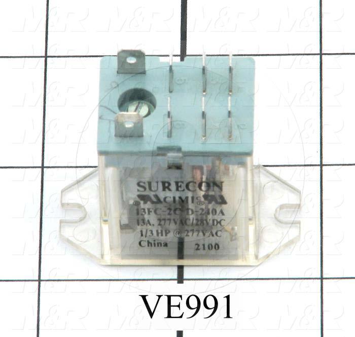 Control Relay, 2 Poles, 240VAC Coil Voltage, DPDT, 13A, 277VAC/28VDC