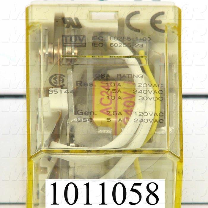 Control Relay, 4 Poles, 230VAC Coil Voltage, 4PDT, with Indicator Light, 10A, 230VAC