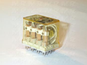 Control Relay, 4 Poles, 24VDC Coil Voltage, 4PDT, with Indicator Light, 10A, 230VAC