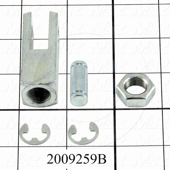 Cylinder Clevis, 1/2-20 Thread Size, 0.75 in. Width, 2.12" Length, .38"OD Pin Size, Include Pin, 2 Retaining Rings, Nut