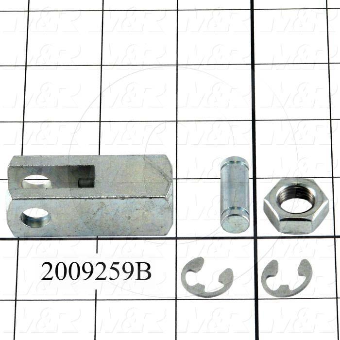 Cylinder Clevis, 1/2-20 Thread Size, 0.75 in. Width, 2.12" Length, .38"OD Pin Size, Include Pin, 2 Retaining Rings, Nut