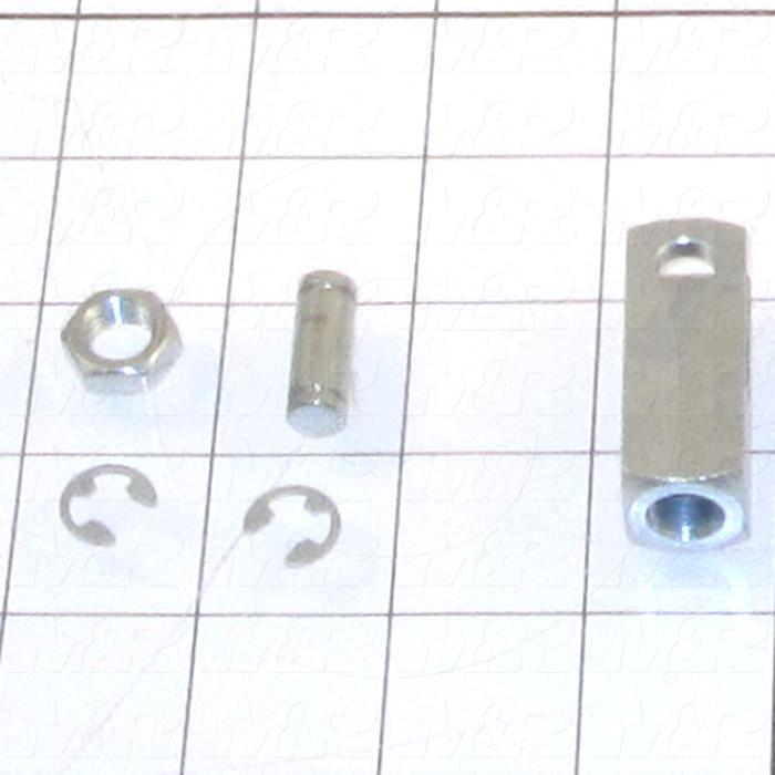 Cylinder Clevis, 7/16-20 Thread Size, 0.88 in. Width, 1.69" Length, .38"OD Pin Size, Include Pin, 2 Retaining Rings, Nut