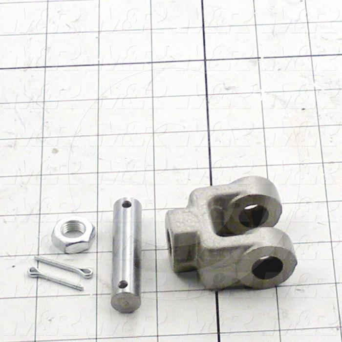 Cylinder Clevis, 7/16-20 Thread Size, 1.77" Width, 1/2" OD Pin Size