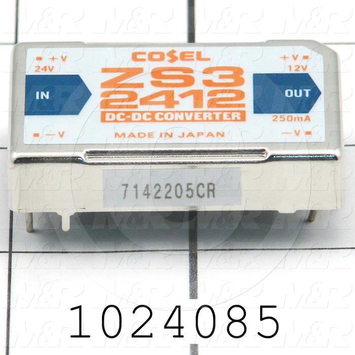 DC/DC Converter, 24VDC, 3W, 12VDC Output Voltage