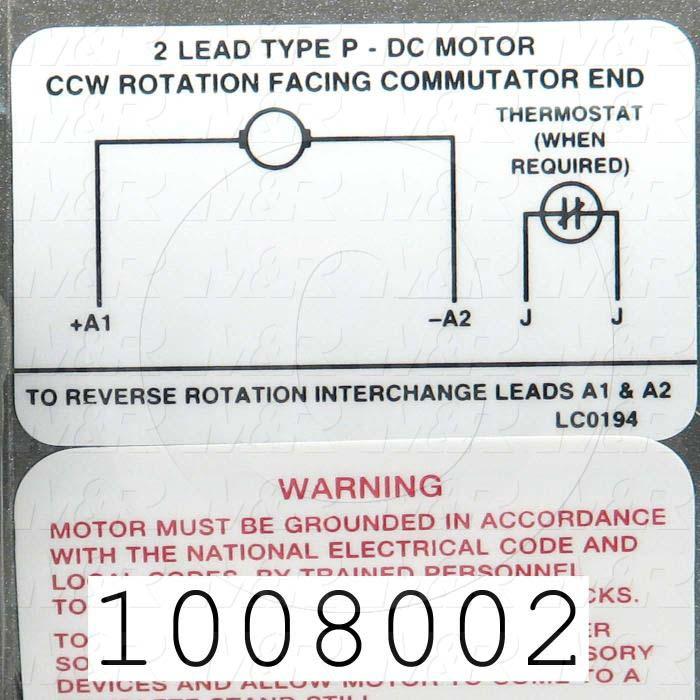 DC Motor, 1/3HP, 56C Frame, 1725 RPM, 90VDC, 3.2A