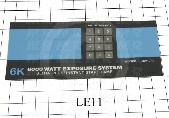 Decals & Documents, Control Panel Nameplate, 4-27/32"X 12-1/4" Size, Used On 6K Exposure System Fe