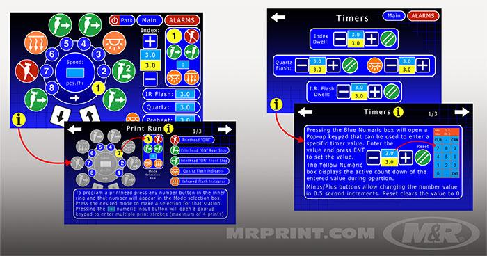 7.5” high resolution operator interface screens with built in tutorial/information screens