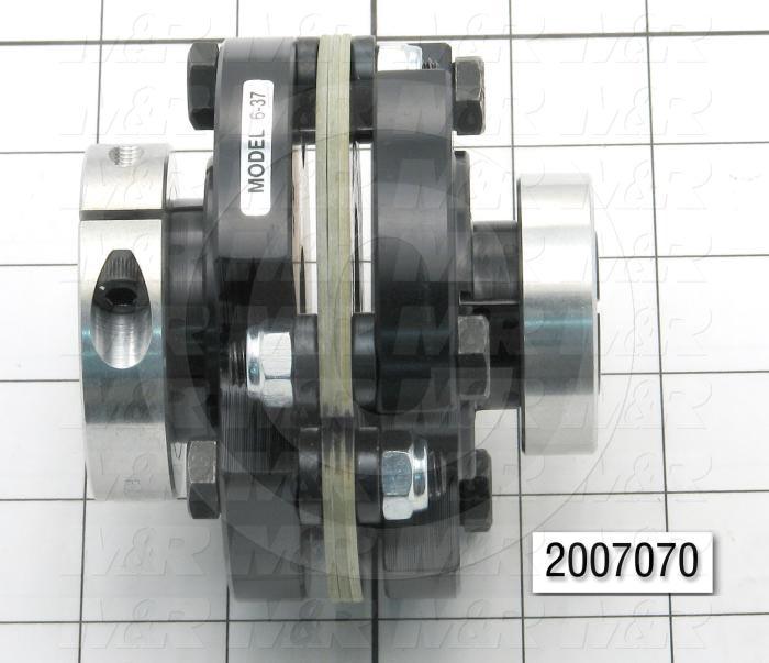 Disc Type Coupling, Type Single Flex, Hub # 1 Bore 0.687", Hub # 2 Bore 24 mm, Outside Diameter 3.75 in., Overall Length 3.40", Clamping Style Collar, Disc Material Composite