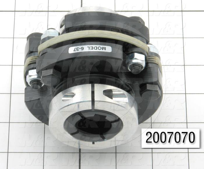 Disc Type Coupling, Type Single Flex, Hub # 1 Bore 0.687", Hub # 2 Bore 24 mm, Outside Diameter 3.75 in., Overall Length 3.40", Clamping Style Collar, Disc Material Composite