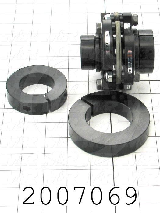 Disc Type Coupling, Type Single Flex, Hub # 1 Bore 1", Hub # 2 Bore 35 MM, Outside Diameter 3.75 in., Overall Length 3.40", Clamping Style Collar, Disc Material Composite, Material Aluminum