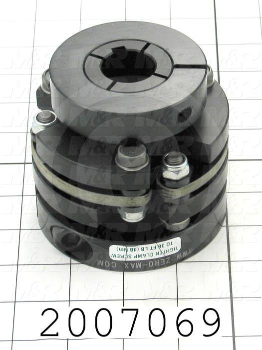 Disc Type Coupling, Type Single Flex, Hub # 1 Bore 1", Hub # 2 Bore 35 MM, Outside Diameter 3.75 in., Overall Length 3.40", Clamping Style Collar, Disc Material Composite, Material Aluminum