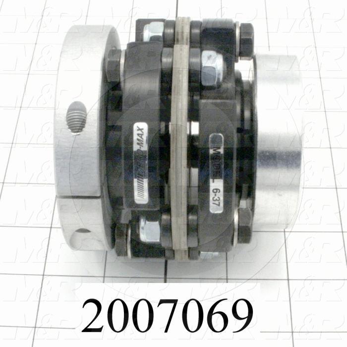 Disc Type Coupling, Type Single Flex, Hub # 1 Bore 1", Hub # 2 Bore 35 MM, Outside Diameter 3.75 in., Overall Length 3.40", Clamping Style Collar, Disc Material Composite, Material Aluminum