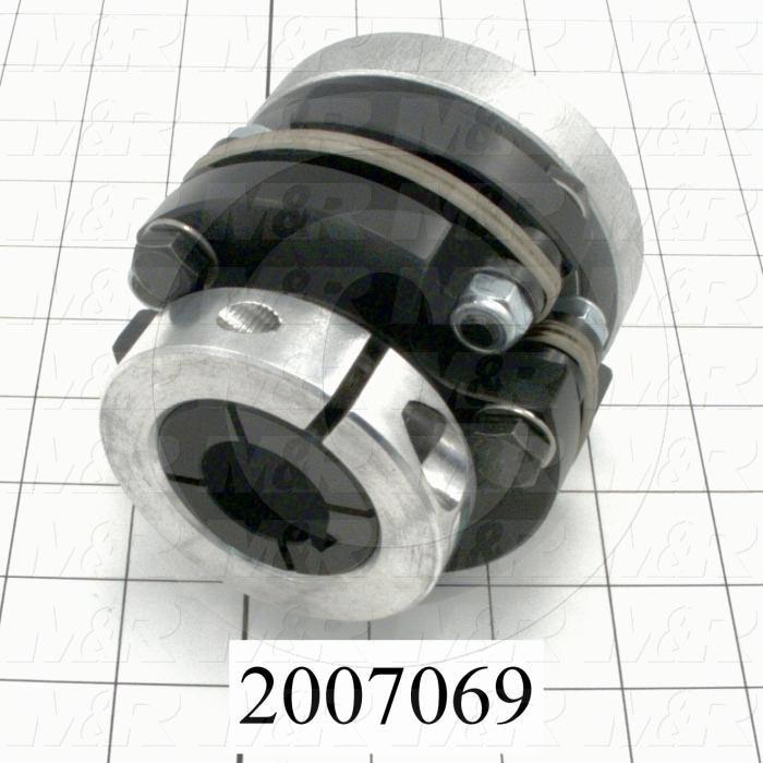 Disc Type Coupling, Type Single Flex, Hub # 1 Bore 1", Hub # 2 Bore 35 MM, Outside Diameter 3.75 in., Overall Length 3.40", Clamping Style Collar, Disc Material Composite, Material Aluminum