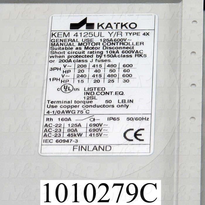 Disconnect Switch, Enclosed, Non Fusible, 600VAC, 125A, 1pole