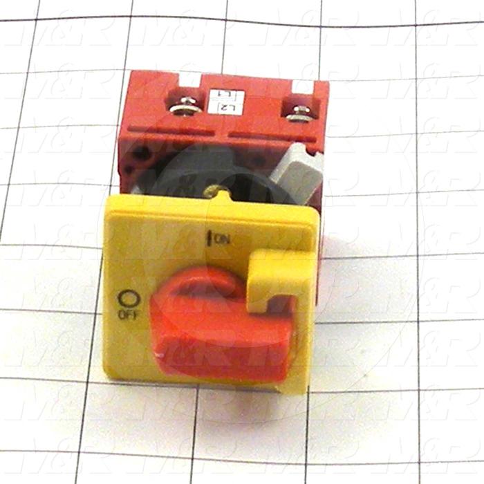 Disconnect Switch, Rotary Cam Switch, 240VAC, 20A, 3 Poles, Yellow and Red Handle