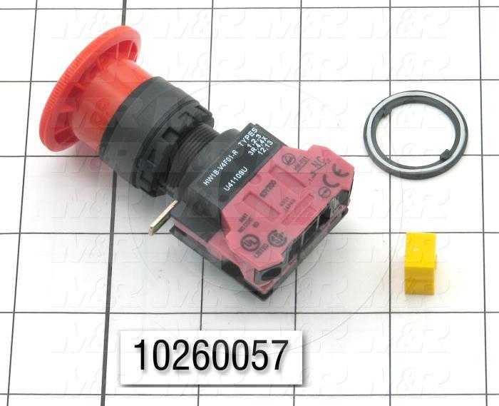 Emergency-Stop Switch, Pushlock Turn Reset, 40mm Mushroom, 1NC