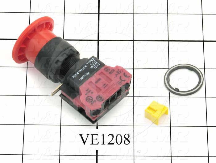 Emergency-Stop Switch, Pushlock Turn Reset, 40mm Mushroom, 1NC