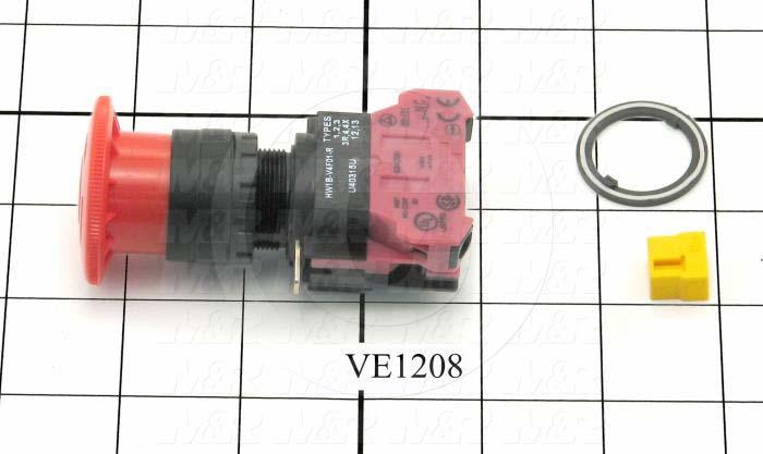 Emergency-Stop Switch, Pushlock Turn Reset, 40mm Mushroom, 1NC