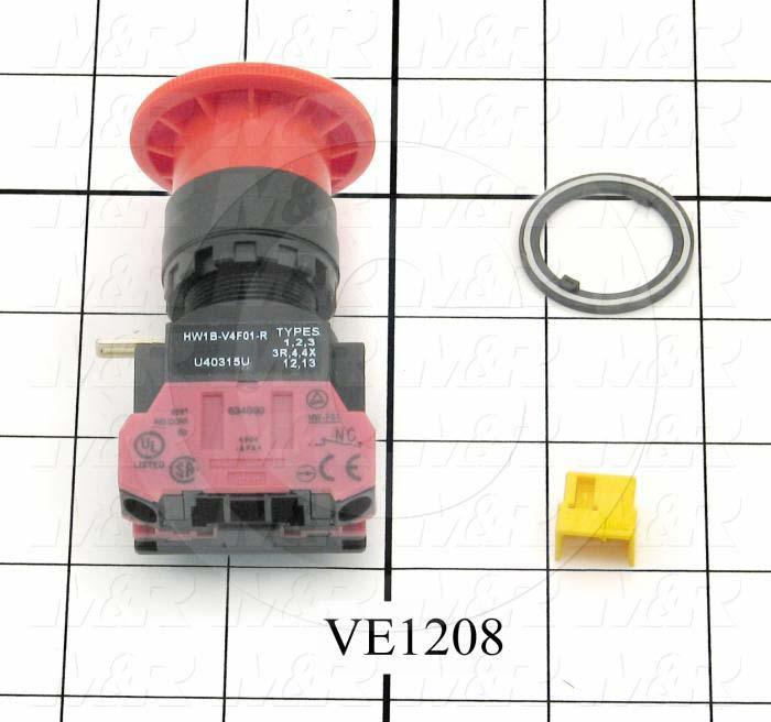 Emergency-Stop Switch, Pushlock Turn Reset, 40mm Mushroom, 1NC