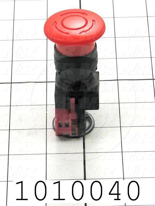 Emergency-Stop Switch, Unibody, Push-Pull, 30mm, 40mm Mushroom, 1NC, Non-Illuminate
