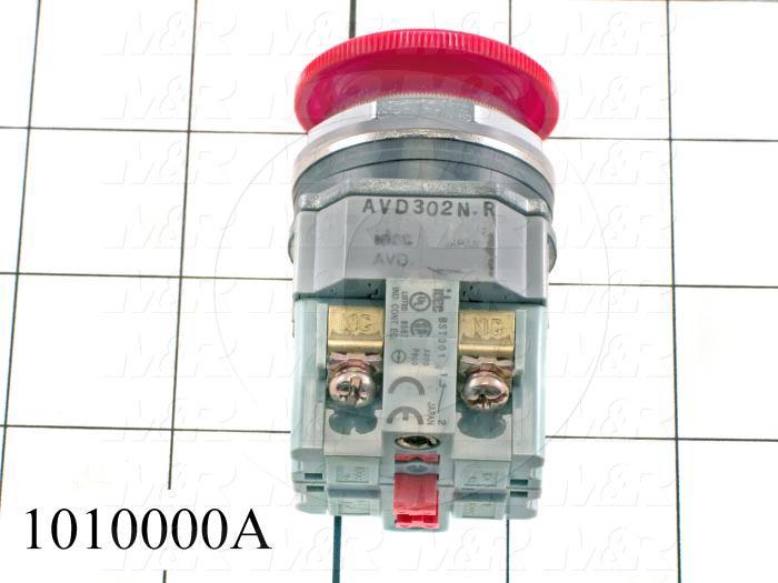 Emergency-Stop Switch, Unibody, Pushlock Turn Reset, 30mm, 40mm Mushroom, 2NC, Non-Illuminate