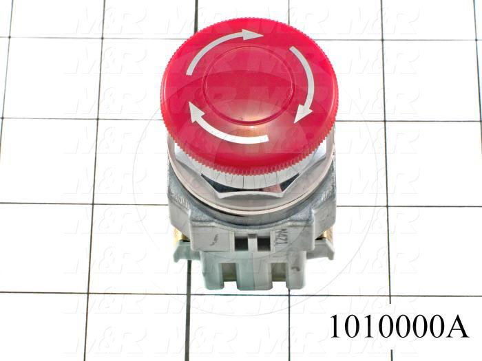 Emergency-Stop Switch, Unibody, Pushlock Turn Reset, 30mm, 40mm Mushroom, 2NC, Non-Illuminate