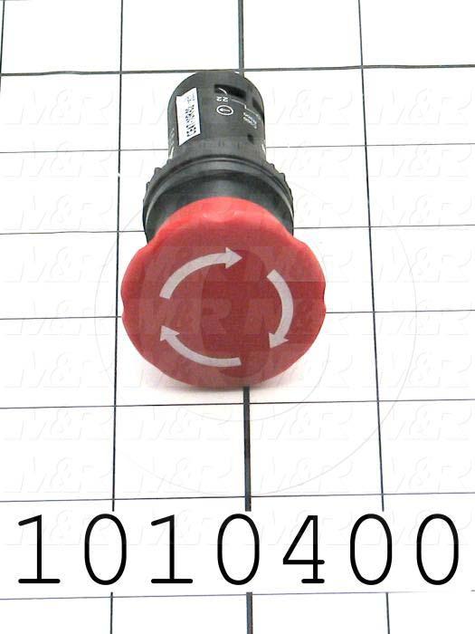 Emergency-Stop Switch, Unibody, Twist Release, 22mm, 40mm Mushroom, 2NC, Non-Illuminate