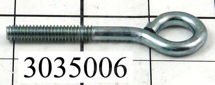 End Fitting, Eye Bolt, 1/4"-20 Thread Size, 1.25" Thread Length, Steel Material, Finish Zinc